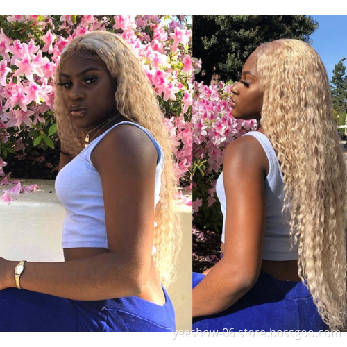 100% Virgin Blonde 613 Russian Hair Curly Front Lace Wig  Hd Transparent Film Thin Swiss Lace Wholesale Full Lace Wigs Vendors